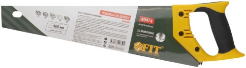 Ножовка по дереву, мелкий каленый зуб 13 ТPI, 3D заточка, пласт.прорезиненная ручка, Профи 400 мм | код 40474 | FIT фото 3 Ножовка по дереву, мелкий каленый зуб 13 ТPI, 3D заточка, пласт.прорезиненная ручка, Профи 400 мм | код 40474 | FIT фото 3