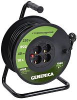 Катушка УК40 с термозащитой 4 места 2P+PE/40м 3х1,0мм2 GENERICA | код WKP10-10-04-40-G | IEK