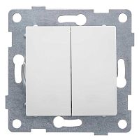 Переключатель проходной 2-кл. СП Ugra 10А 250В для двух цепей механизм бел. матов. GUSI С11В8-041