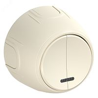 Выключатель двойной Rotondo с подсветкой, цвет бежевый | код 7700867 | OneKeyElectro