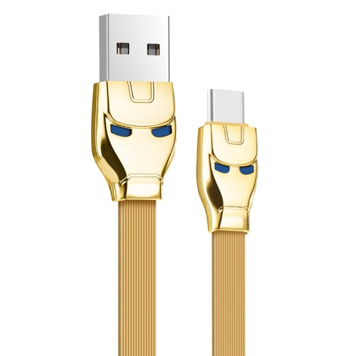 Кабель USB 2.0 в форме стального человека с подсветкой HOCO U14 AM/Type-C золотой, 1.2м | код 6957531049487 | Hoco