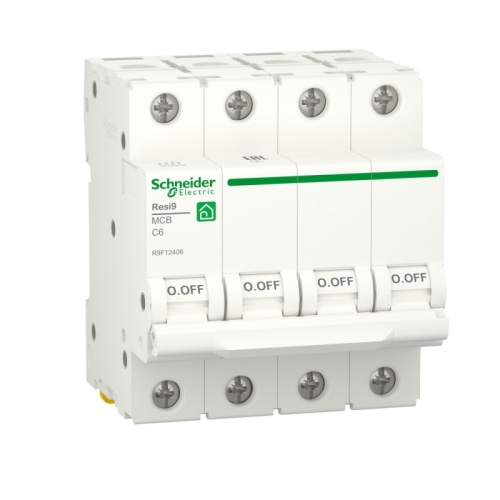 RESI9 АВТОМАТИЧЕСКИЙ ВЫКЛЮЧАТЕЛЬ (АВ) С 6А 4P 6000A | код R9F12406 | SCHNEIDER ELECTRIC