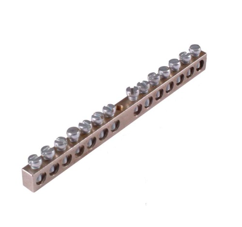 Шина "РЕ" на 14 присоединений 63А 1 крепежное отверстие HEGEL Шина _PE_ 63.14 Шина "РЕ" на 14 присоединений 63А 1 крепежное отверстие HEGEL Шина _PE_ 63.14