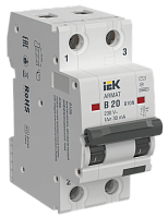 ARMAT АВДТ B10N 2P B20 30мА тип AC IEK | код AR-B10N-2-B020C030 | IEK