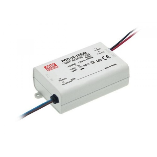 Источник питания AC-DC, 16,8Вт, стабилизатор тока, вход 90…135В AC, выход 700мА/16-24В, ККМ, изоляция 3750В AC, в кожухе84х57х29.5мм, -30…+60С, возможность подключения диммера на входе | код PCD-16-700A | MeanWell