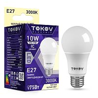 Лампа светодиодная 10Вт А60 3000К Е27 176-264В | код. TKE-A60-E27-10-3K | TOKOV ELECTRIC