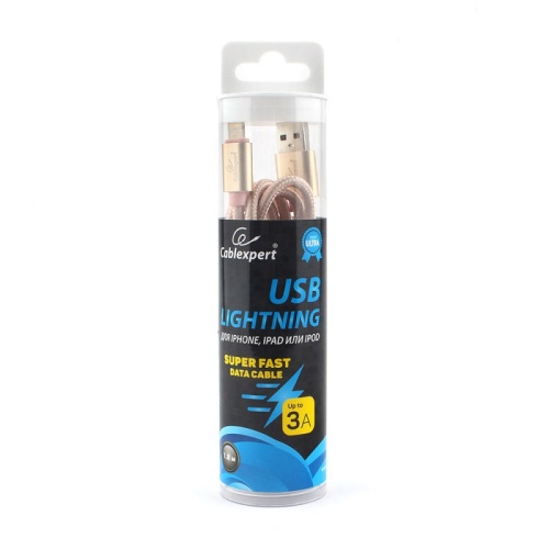 Кабель Cablexpert для Apple CC-U-APUSB02Gd-1.8M, AM/Lightning, серия Ultra, длина 1.8м, золотой, блистер | код CC-U-APUSB02Gd-1.8M | Cablexpert