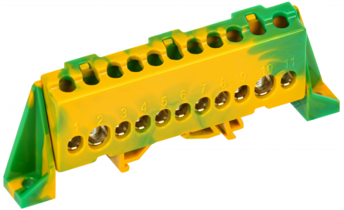 TEKFOR Шина PE земля в комб. изол. Стойка 8х12-11-ЖЗ IEK | код TF-NN20-11-DP-K52 | IEK