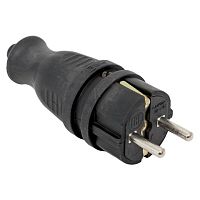 Вилка прямая каучуковая 230В 2P+PE 16A IP44 PRO | код RPS-011-16-230-44-r | EKF