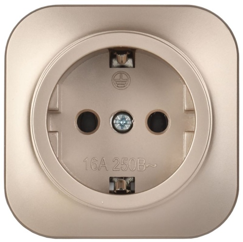 GLORY Розетка 1-местная для открытой установки с заземлением без защитных шторок 16А РС20-3-ХШм шампань матовый IEK | код ERH11-K37M-16 | IEK