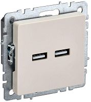 Розетка BRITE USB A+A 3.1А РЮ10-1-БрКр беж. | код. BR-U21-D31-K10 | IEK