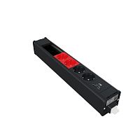 US+ Блок 2хРозетка БЕЛАЯ+2хРозетка КРАСНАЯ+2USB A/C +место (45х90) под VDI АНТР. | код INS44269 | Systeme Electric