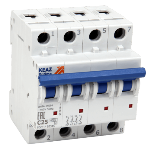 Автоматический выключатель OptiDin BM63-4NB50-ОМ4-РЕГ | код 281885 | КЭАЗ Автоматический выключатель OptiDin BM63-4NB50-ОМ4-РЕГ | код 281885 | КЭАЗ