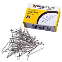 Булавки офисные BRAUBERG, 24 мм, 500 шт., в картонной коробке, 220562 | код 220562 | BRAUBERG