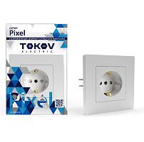 Розетка 1-м СП Pixel 16А IP20 с заземл. защ. шторки в сборе бел. | код TKE-PX-R1FZSF-C01 | TOKOV ELECTRIC