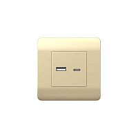 (NEW3-E) Розетка USB A+С, 5В/2,1А, шампань | код 431450 | CHINT