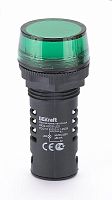 Лампа сигнальная ЛК-22, 22мм.кв 220В, AC/DC Зеленый | код. 25118DEK | DEKraft