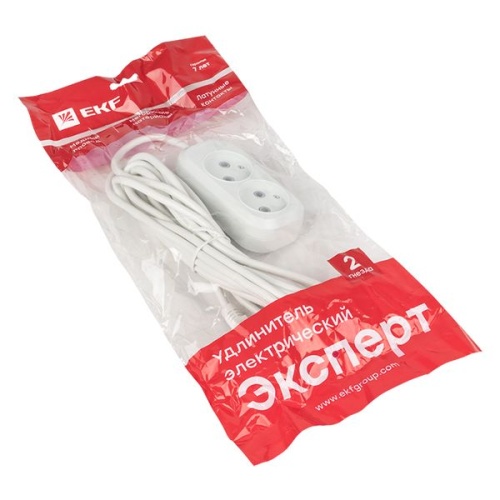 Удлинитель "Эксперт" 2 гнезда 2 метра 10А/2,2кВт без заземления ПВС 2х0,75 PROxima | код UBA10-275-2-02 | EKF фото 3