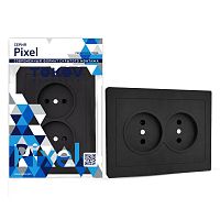Розетка 2-м СП Pixel 16А IP20 без заземл. в сборе карбон | код TKE-PX-R2F-C14 | TOKOV ELECTRIC