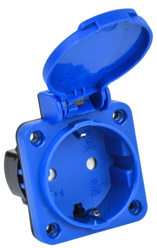 MAGNUM Розетка панельная SCHUKO РП15-3 с защитной шторкой IP44 синий | код PSN71-016-3-3-44-K07 | IEK