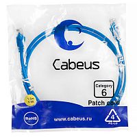Cabeus PC-UTP-RJ45-Cat.6-0.3m-BL Патч-корд U/UTP, категория 6, 2xRJ45/8p8c, неэкранированный, синий, PVC, 0.3м | код 8675c | Cabeus
