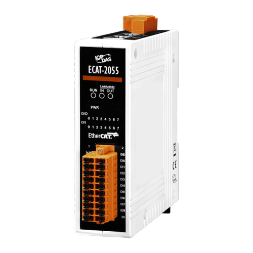 ECAT-2055 CR EtherCAT Slave I/O Module with Isolated 8-ch DO and 8-ch DI (RoHS) | код 00-06100852 | ICP DAS