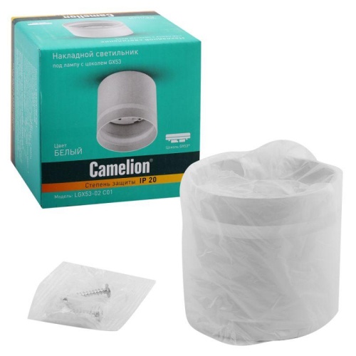 Светильник встраиваемый IP20 под лампу GX53 LGX53-02 C01 бел. Camelion 15396 фото 3