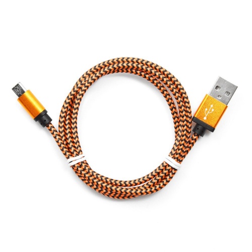 Кабель USB 2.0 Cablexpert CC-mUSB2oe1m, AM/microBM 5P, 1м, нейлоновая оплетка, алюминиевые разъемы, оранжевый, пакет | код CC-mUSB2oe1m | Cablexpert