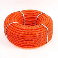 Труба гофрированная из ПНД с зондом 32 мм, оранжевая (25 м/уп.) REXANT | код 28-0032-5 | REXANT