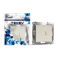 Розетка компьютерная 1-м СП Pixel RJ45 кат.5E механизм беж. | код TKE-PX-RC1-C02 | TOKOV ELECTRIC