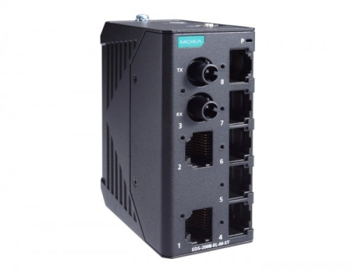 Коммутатор EDS-2008-EL-M-ST 8-Port Entry-level Unmanaged Switch, 7 Fast TP ports, 1 multi-mode port, ST, t: -10/60 C | код 00-06131460 | MOXA