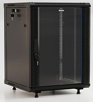 Шкаф настенный 19-дюймовый -19 15U 775x600х600мм металлическая передняя дверь с замком две боковые панели с возможностью установки на ножки цвет черный (RAL 9004) (разобранный), Hyperline TWB-FC-1566-SR-RAL9004 | код 395557 | Hyperline Сери