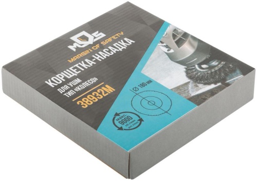 Кордщетка, тип ''колесо'', посадочный диаметр 22.2 мм, стальная витая проволока 180 мм | код 38932М | FIT фото 3