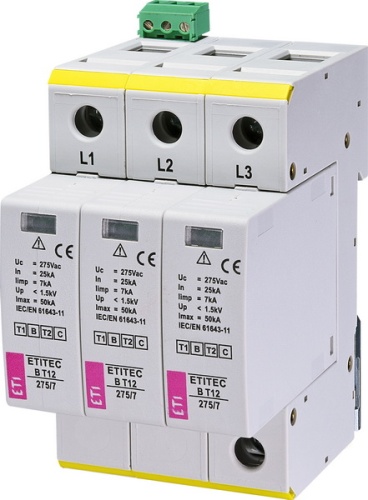 Ограничитель перенапряжения ETITEC B T12 275/7 (3+0) 3p, RC | код 002440341 | ETI
