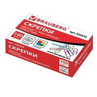 Скрепки BRAUBERG, 28 мм, цветные, 100 шт., в картонной коробке, Россия, 220555 | код 220555 | BRAUBERG