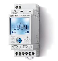 Реле времени цифровое недельное, монтаж на рейку 35мм, 2СO 16A, питание 24B AC/DC, NFC, ширина 35мм, степень защиты IP20 | код 12A200240000PAS | FINDER