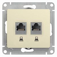 Механизм розетки комп. 2-м Glossa RJ45+RJ45 кат.5е беж. | код. GSL000285KK | Schneider Electric