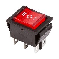 Выключатель клавишный 250В 15А (6с) ON-OFF-ON RWB-509 SC-767 красн. с подсветкой и нейтралью | Код. 36-2390 | Rexant