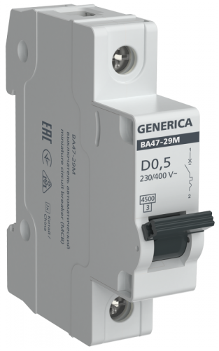 Авт. выкл. ВА47-29М 1P 0,5А 4,5кА D GENERICA | код MVA21-1-D05-D-G | GENERICA by IEK