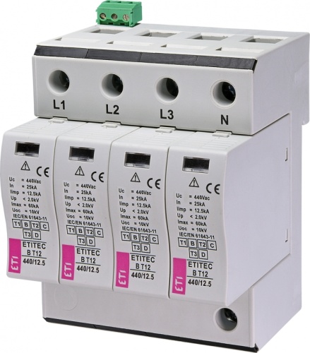 Ограничитель перенапряжения ETITEC B T12 440/12,5 (4+0) 4p, RC | код 002440328 | ETI