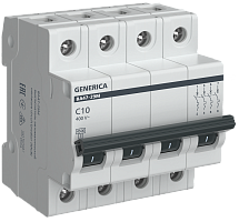 Авт. выкл. ВА47-29М 4P 10А 4,5кА C GENERICA | код MVA21-4-010-C-G | GENERICA by IEK