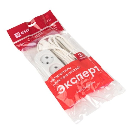 Удлинитель "Эксперт" 3 гнезда 5 метров 10А/2,2кВт без заземления ПВС 2х0,75 PROxima | код UBA10-275-3-05 | EKF фото 4