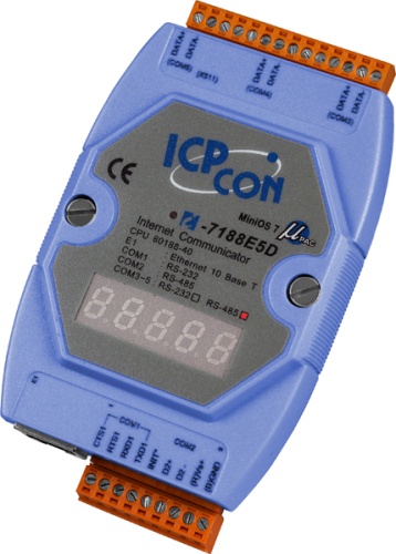 I-7188E5D-485 CR Internet Communication Controller with display one Ethernet port, Four RS-485 ports and | код 00-01175171 | ICP DAS