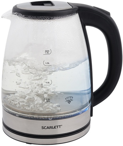 Чайник электрический Scarlett SC-EK27G30 1.8л. 1800Вт сталь/черный корпус: стекло/пластик | код 1970446 | SCARLETT