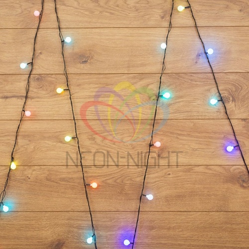 Гирлянда "Шарики" 5м d18мм 30LED RGB провод темно-зел. ПВХ 3.6Вт 220В IP20 | код 303-549 | Neon-Night