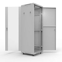 19 Напольный шкаф Rexant серии Standart 22U 600х600 мм, передняя дверь стекло, задняя дверь металл, RAL 7035 (состоит из 2 частей) | код 04-2313 | REXANT
