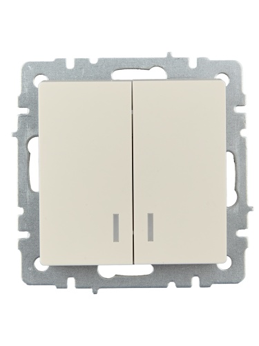 BRITE Выключатель 2-клавишный с индикацией 10А ВС10-2-1-БрКр бежевый | код BR-V20-1-10-K10 | IEK фото 4