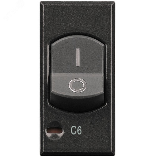 Axolute Выключатель 2п термомагнитный с индикатором защиты 1 полюса 6А 1500А 230В~ антрацит | код HS4301/6 | Legrand