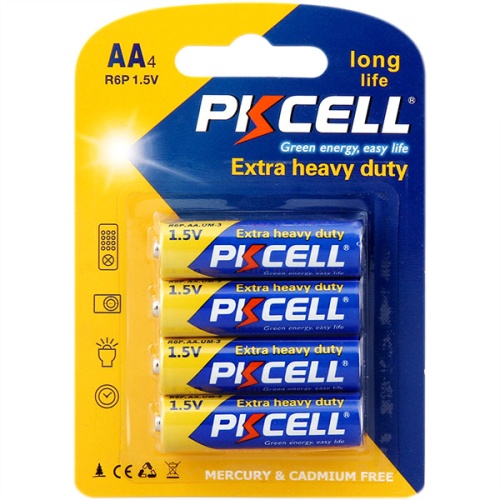 Солевой элемент питания PKCELL R6P-4B тип - AA 4 шт в блистере | код R6P-4B | PKCELL