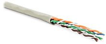 Кабель витая пара неэкранированная U/UTP категория 6 4 пары (24 AWG) многожильный (patсh) без разделителя LSZH нг(С)-HF серый, Hyperline UUTP4-C6-P24-NCR-IN-LSZH-GY-100 (100 м) | код 243616 | Hyperline